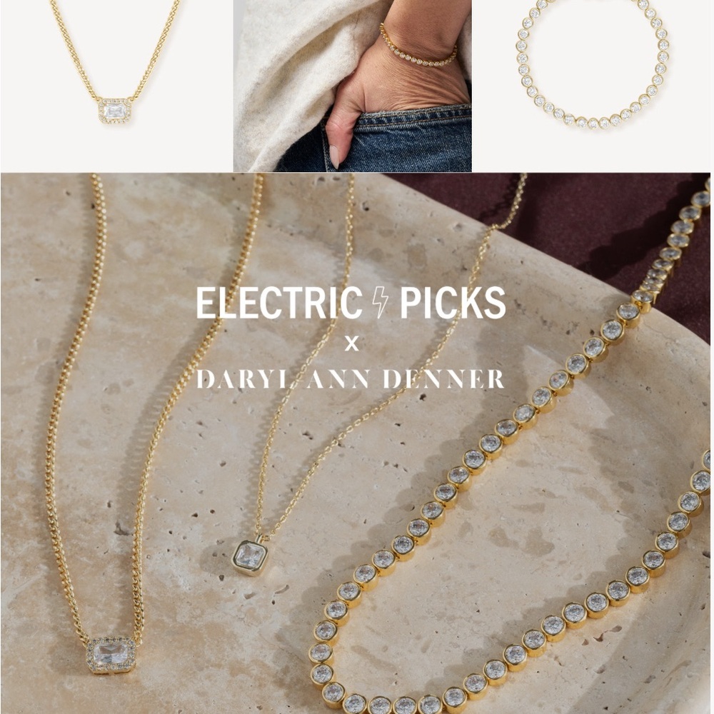 Electric Picks x Daryl Ann Denner - Gold Necklace with Clear Stones